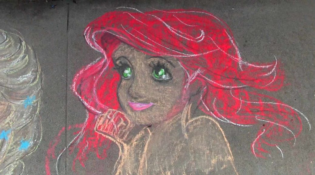 Disney Princess Ariel Chalk Drawing